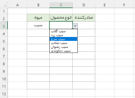 نحوه ایجاد لیست‌هایی وابسته در اکسل